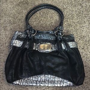 Bling and shiny faux snake skin bag